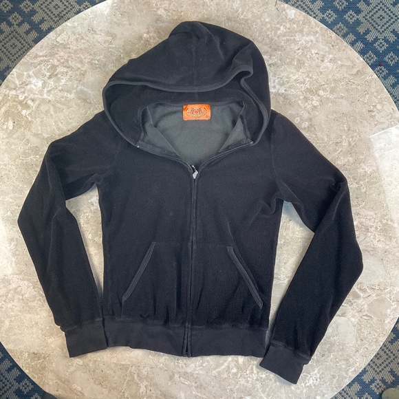 Juicy Couture Black Terry Zipped Hoodie with Pockets Size Small - Picture 2 of 10